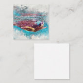 Carte De Visite Carré Peinture d'aquarelle de la tortue verte d'Hawaï (Devant / Derrière)