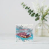 Carte De Visite Carré Peinture d'aquarelle de la tortue verte d'Hawaï (Debout devant)