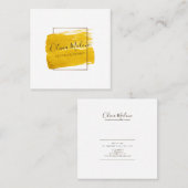 Carte De Visite Carré Peinture d'aquarelle dorée moderne encadrée (Devant / Derrière)