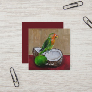 Carte De Visite Carré Peinture de la fête tropicale de l'inséparable par