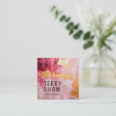 Carte De Visite Carré Peinture dorée rose Abstraite de Bourgogne (Debout devant)