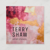 Carte De Visite Carré Peinture dorée rose Abstraite de Bourgogne (Devant)