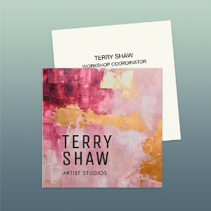 Carte De Visite Carré Peinture dorée rose Abstraite de Bourgogne