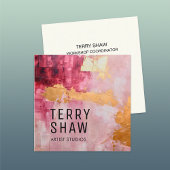 Carte De Visite Carré Peinture dorée rose Abstraite de Bourgogne