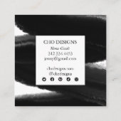 Carte De Visite Carré Peinture noir Gras brosse Merci de commande (Dos)