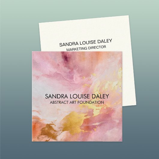 Carte De Visite Carré Peinture or rose Abstraite Art moderne