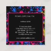 Carte De Visite Carré Peinture rose Bleu Jaune Noir (Dos)