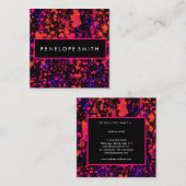 Carte De Visite Carré Peinture rose et bleu (Devant / Derrière)