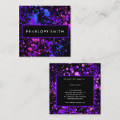 Carte De Visite Carré Peinture violette et bleue (Devant / Derrière)