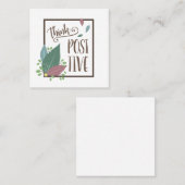 Carte De Visite Carré Pensez motivation positive citation plume boho (Devant / Derrière)