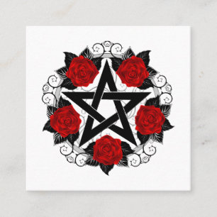 Carte De Visite Carré Pentagramme aux roses rouges