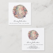 Carte de visite Carré Pentagramme Floral Aquarelle (Devant / Derrière)