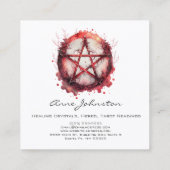 Carte de visite Carré Pentagramme rouge aquarelle (Dos)