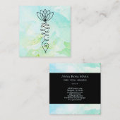 Carte De Visite Carré *~* Peony Heart Lotus Yoga Soigneur Massage Reiki (Devant / Derrière)