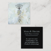 Carte De Visite Carré *~* Peony Lotus Heart Healer Massage Reiki Yoga (Devant / Derrière)