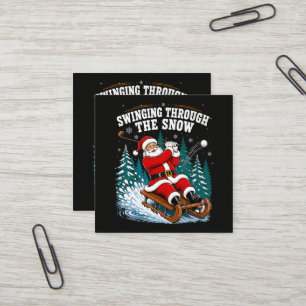Carte De Visite Carré Père Noël jouant au golf Joyeux Noël golfeur