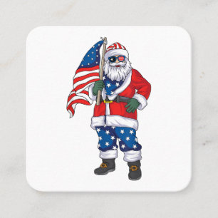 Carte De Visite Carré Père Noël patriotique Noël américain 4 juillet San