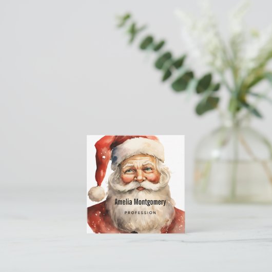 Carte De Visite Carré Père Noël rétro (Debout devant)