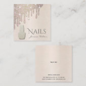 Carte De Visite Carré Perle de luxe Gold patina gouttes Coiffeur (Devant / Derrière)