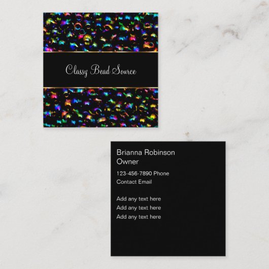 Carte De Visite Carré Perles De Bijoux Classiques Et Artisanat (Devant / Derrière)