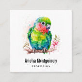 Carte De Visite Carré Perroquet vert - Bébé mignon oiseau (Devant)