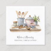 Carte De Visite Carré Personal Chef Kitchen Utensils  (Devant)