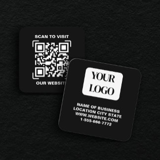 Carte De Visite Carré PERSONALISED Modern Black and QR CodeBusiness Card