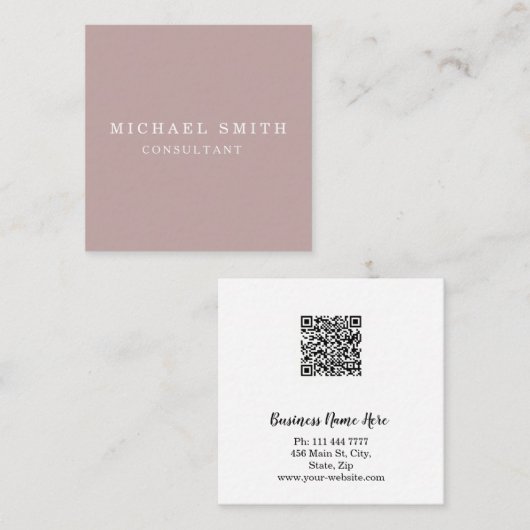 Carte De Visite Carré Personalized Custom Minimum Modern Code Logo (Devant / Derrière)