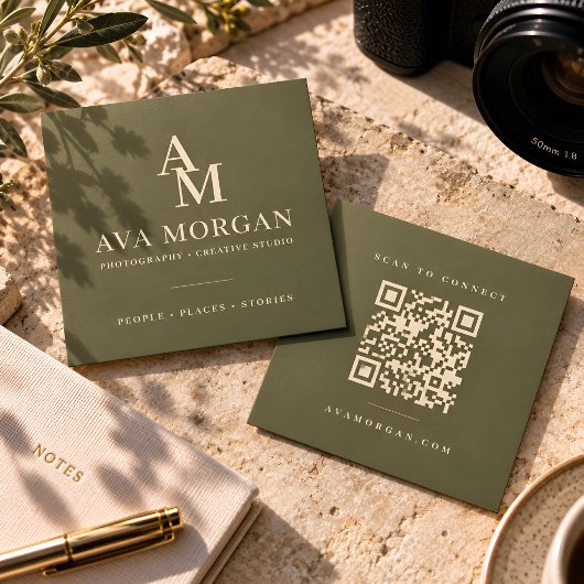 Carte De Visite Carré Personalized QR Code Modern Square