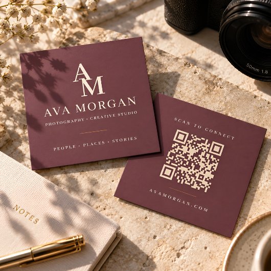 Carte De Visite Carré Personalized QR Code Modern Square