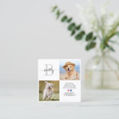 Carte De Visite Carré Personnalisé 3 Photo Médias sociaux QR Code Monogr (Debout devant)