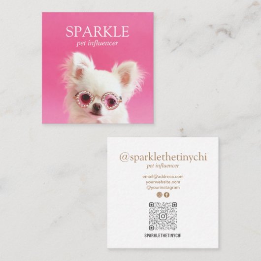 Carte De Visite Carré Personnalisé Ajoutez votre code QR numérisable pho (Devant / Derrière)