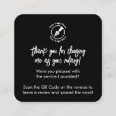 Carte De Visite Carré Personnalisé Black Google critique QR Code Merci N (Devant)