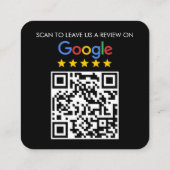 Carte De Visite Carré Personnalisé Black Google critique QR Code Merci N (Dos)