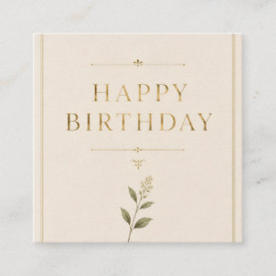 Carte De Visite Carré Personnalisé Élégant Anniversaire avec Antique Or