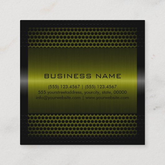Carte De Visite Carré Personnalisé Élégant Olive Métal inoxydable (Dos)
