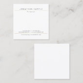 Carte De Visite Carré Personnalisé Moderne Élégant Simple Modèle Blanc O (Devant / Derrière)