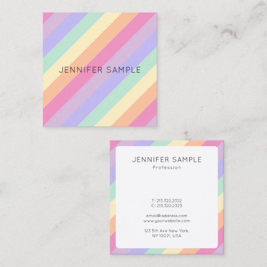 Carte De Visite Carré Personnalisé Moderne Simple Cute Design Modèle Col (Devant / Derrière)