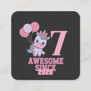 Carte De Visite Carré Personnaliser Magique 7 ans Vieux Unicorn Annivers
