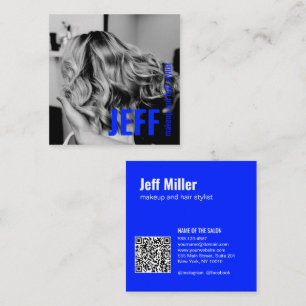 Carte De Visite Carré Personnaliser Photo minimaliste Coiffeur Salon