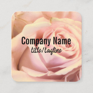 Carte De Visite Carré Pétales de rose rose pâle Floral personnalisé élé