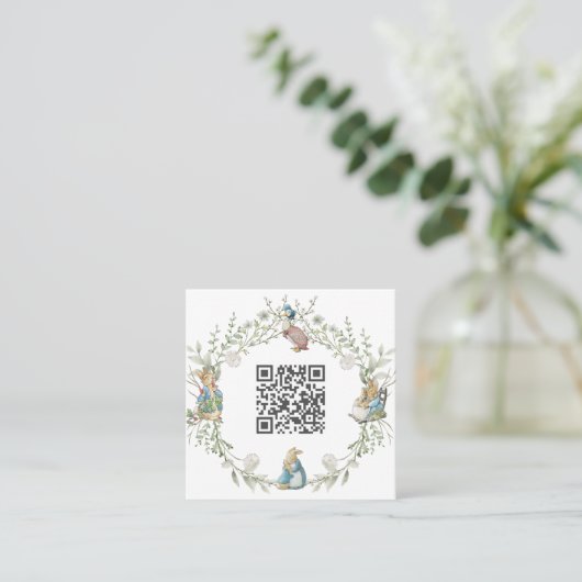 Carte De Visite Carré Peter the Rabbit Wildflower QR Code (Debout devant)