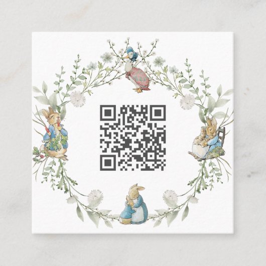Carte De Visite Carré Peter the Rabbit Wildflower QR Code (Devant)