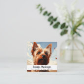 Carte De Visite Carré Petit chien animal de compagnie et marcheur de chi (Debout devant)