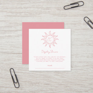 Carte De Visite Carré Petit écran de soleil Baby shower rose