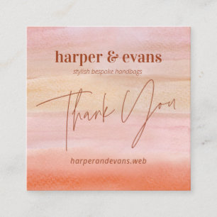 Carte De Visite Carré Petite entreprise Dusty Orange Merci d'aquarelle