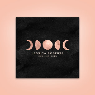 Carte De Visite Carré Phases de la lune d'or rose Zen spirituel