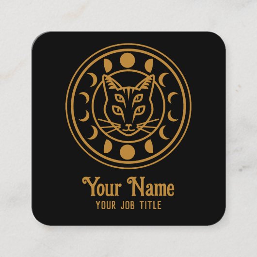 Carte De Visite Carré Phases de lune de cuisine Chat (Devant)