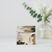 Carte De Visite Carré PHOENIX D'AMOUR VOLANT, Plumes blanches, Coeurs, F (Debout devant)