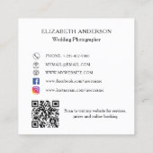 Carte De Visite Carré Photo collage blanc noir code QR médias sociaux (Dos)